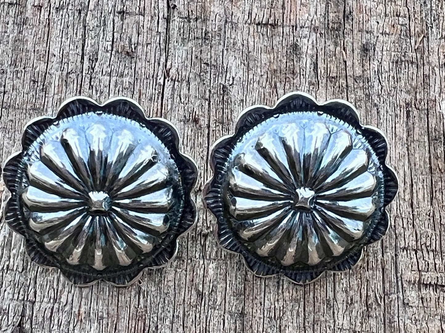 Sterling Concho Post Earrings 3/4β