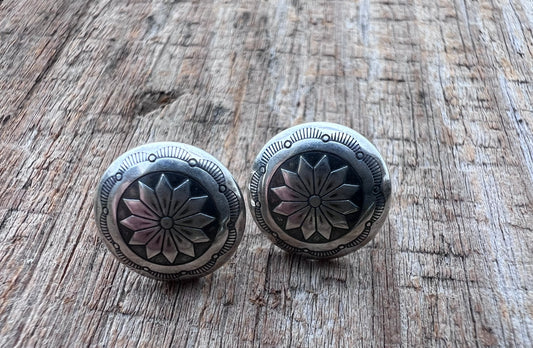 Sterling Small Concho Post Earrings 1/2β