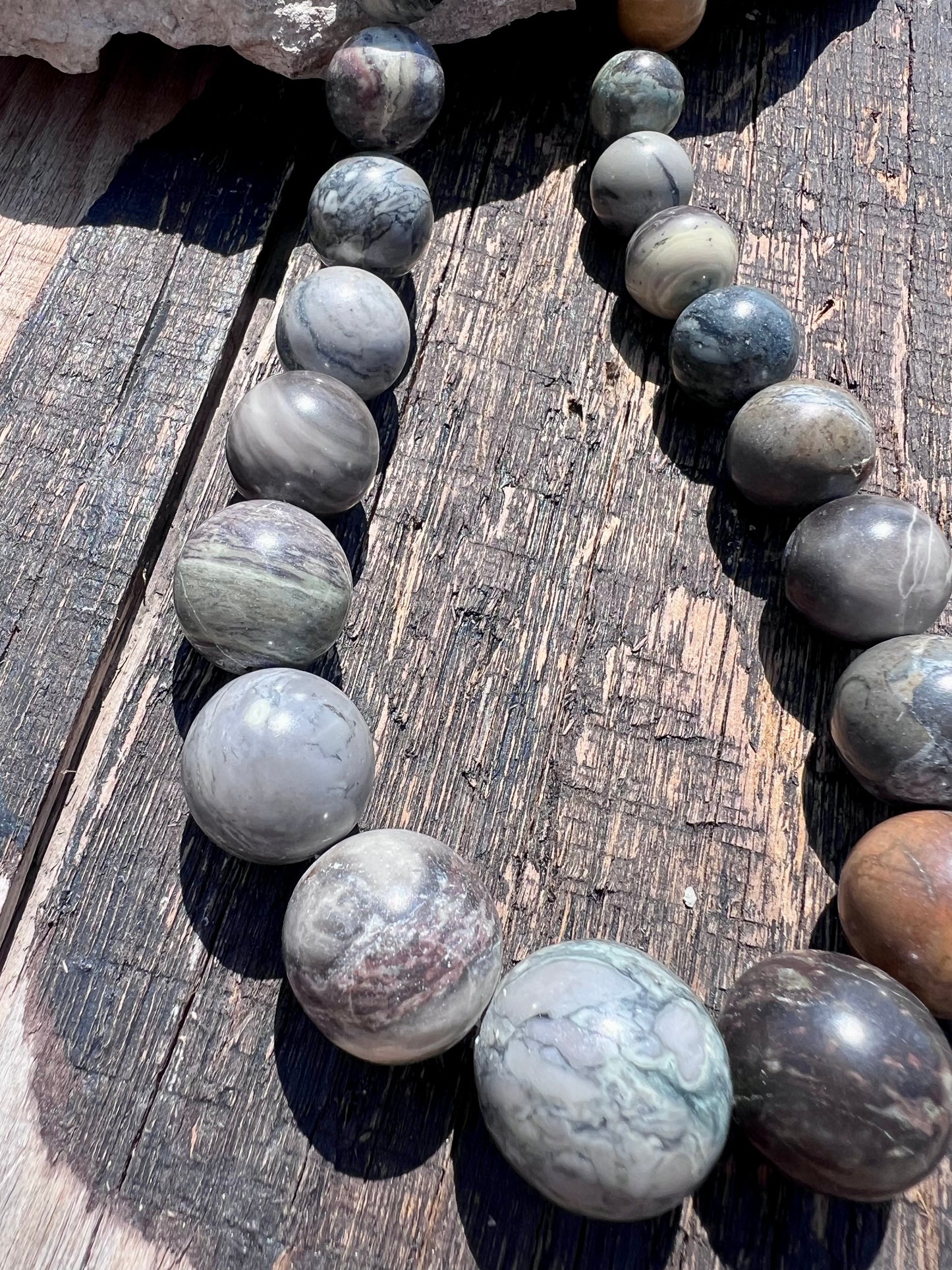 Vintage Chunky Jasper Bead & Sterling Necklace by Jay King 24”