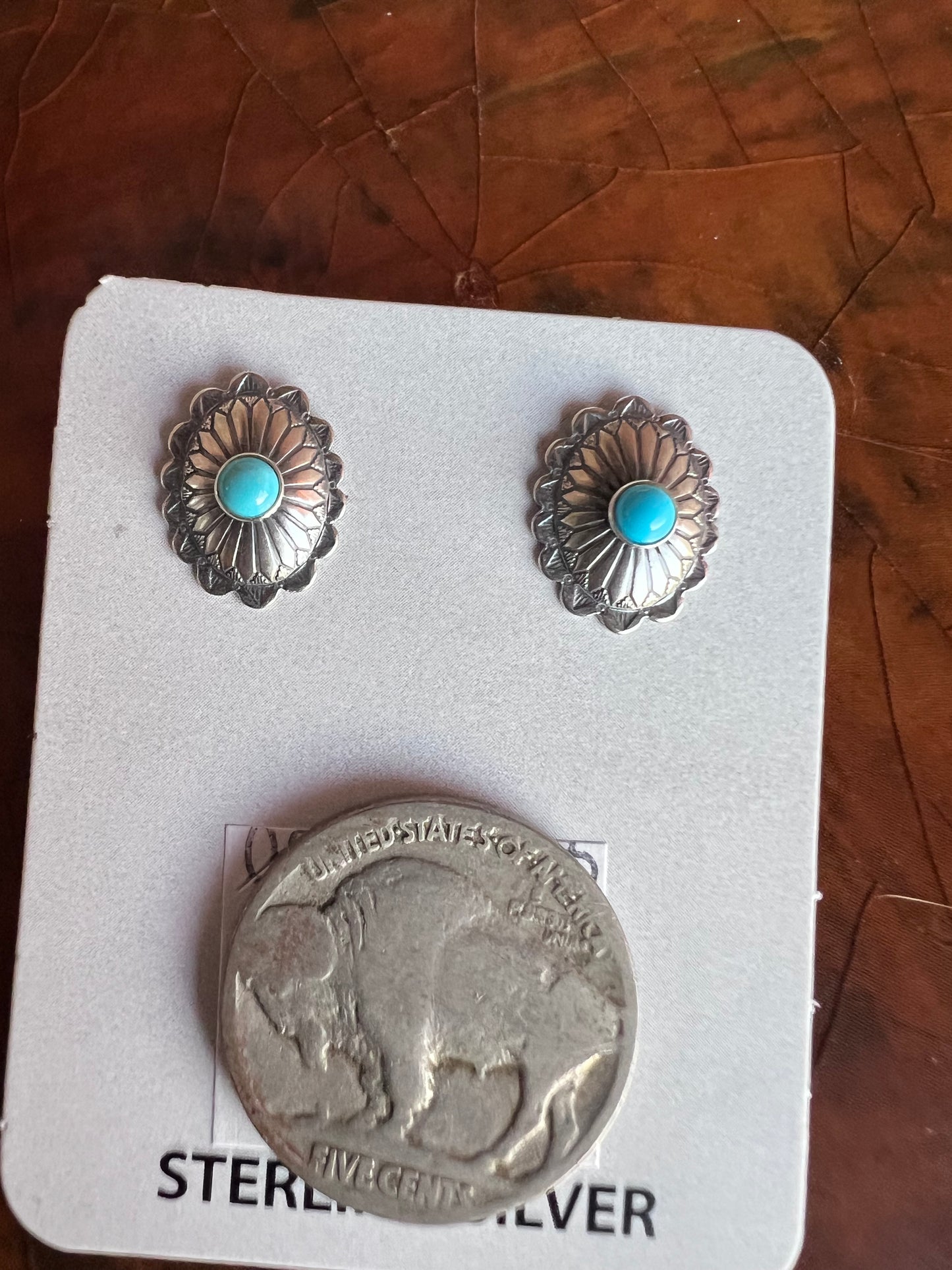 Southwest Sterling & Turquoise Dainty Post Earrings 1/2β x 3/8β