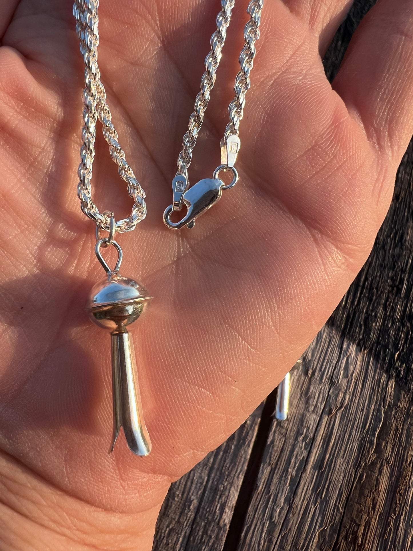 Sterling Silver Blossom Set. 10mm Bead Blossom Dangle Earrings 2” & Rope Necklace 16” w/ Blossom Pendant 1.2”