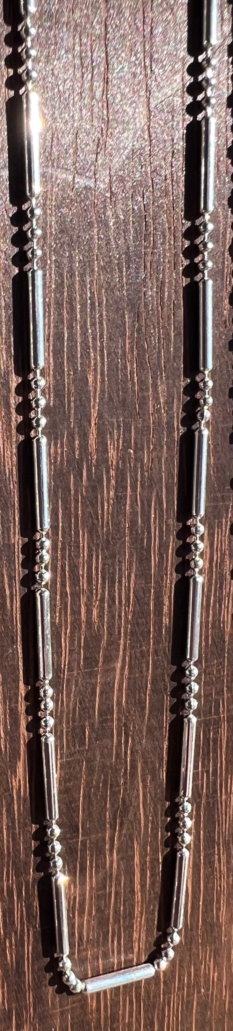 Sterling Silver (made in Italy) High-shine 3+1 Bead Necklace 18”