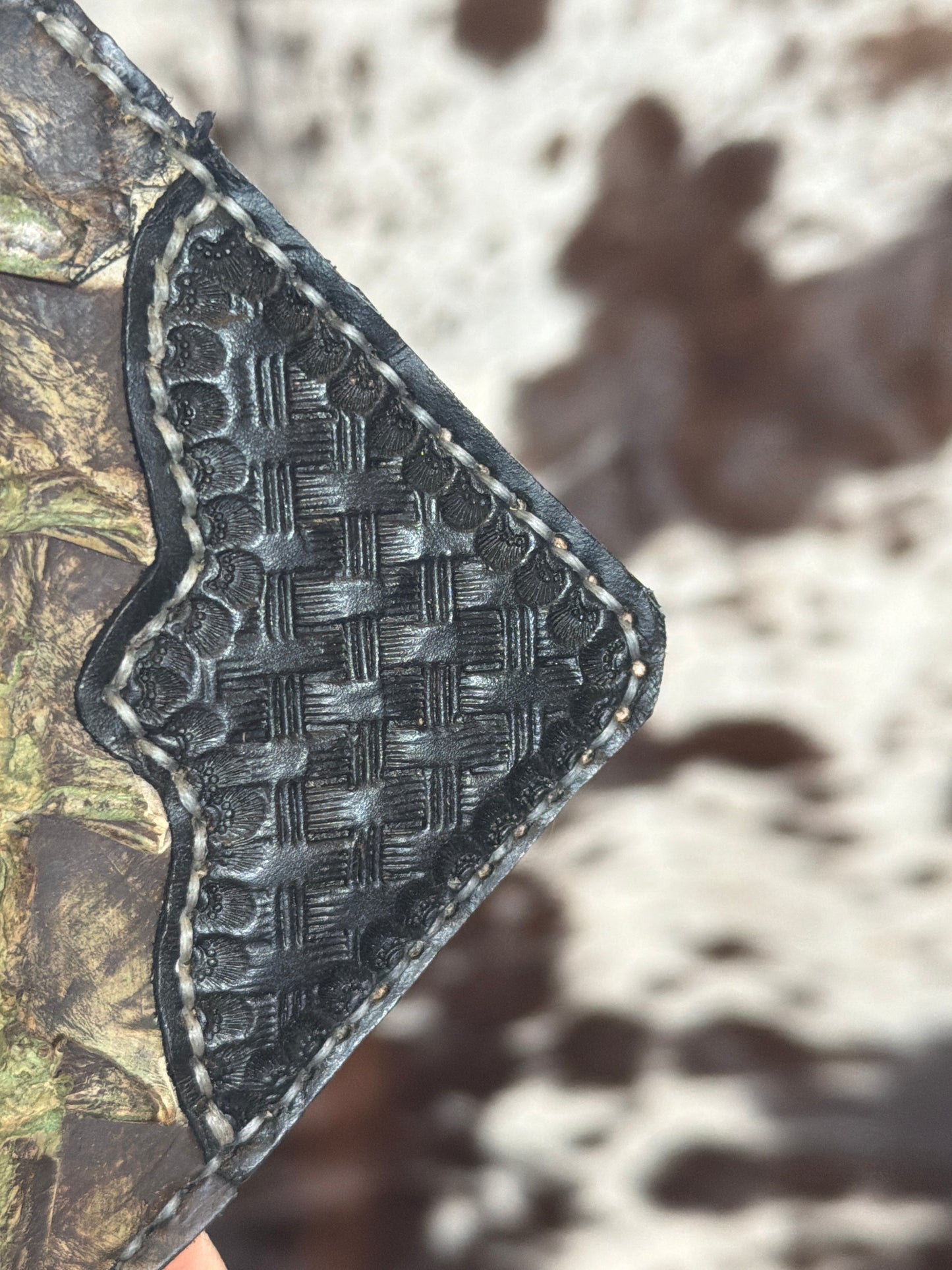 Moss Color Pirarucu Long Wallet and Sheath combo