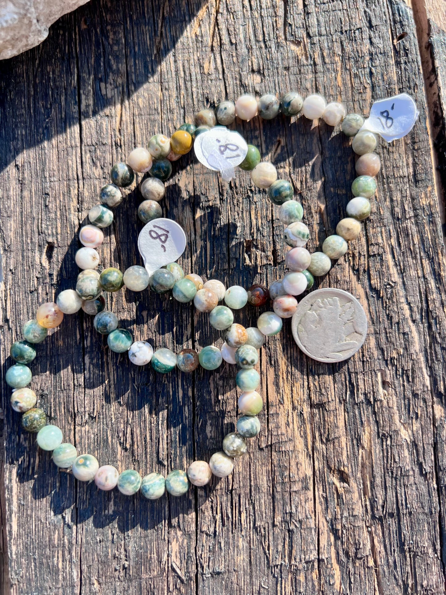 Arizona Agate Round 6mm Bead Stretch Bracelet Sz 7 (Set of 3)