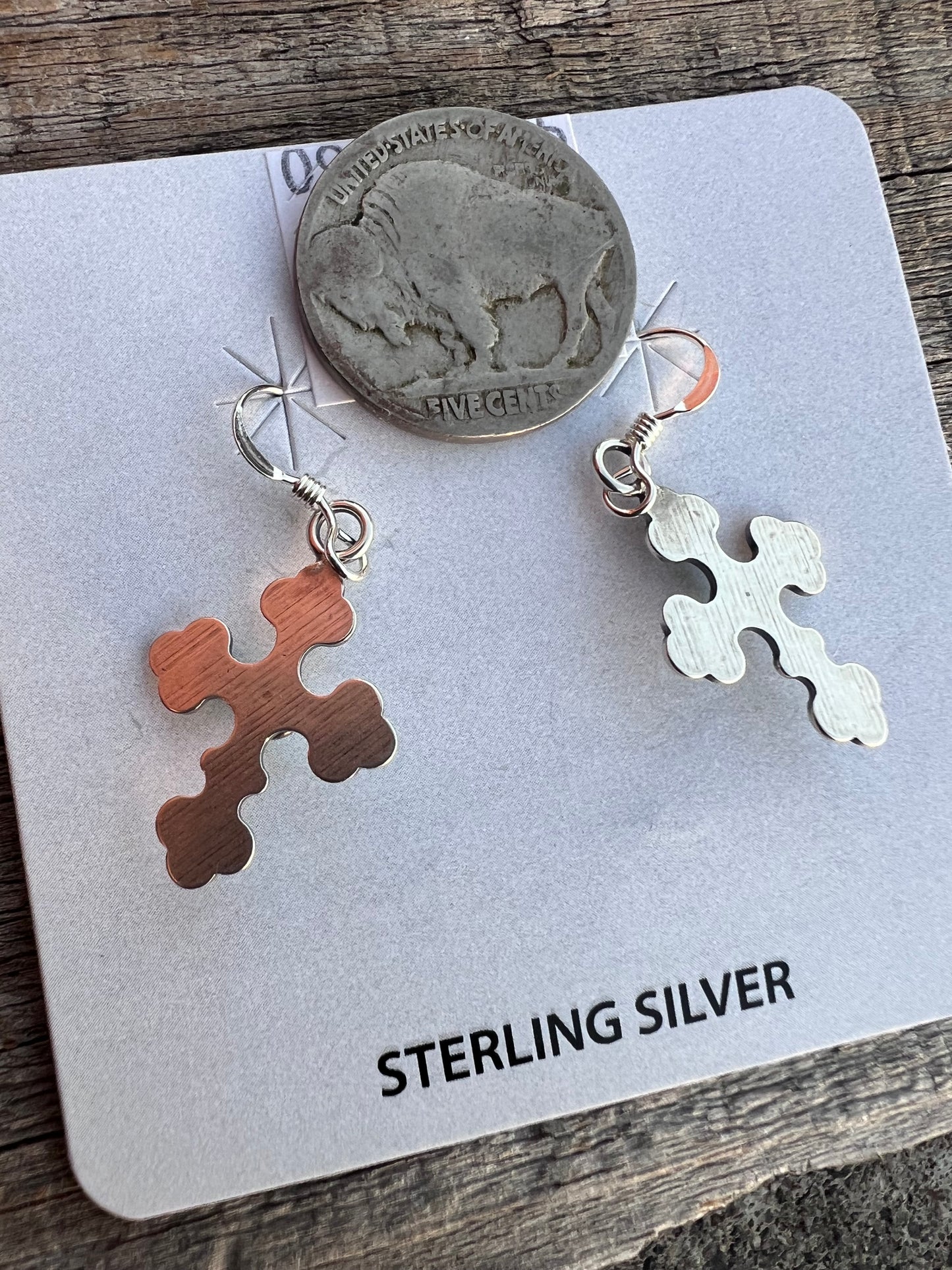 Sterling Silver & Turquoise Cross Dangle Earrings 1.5β