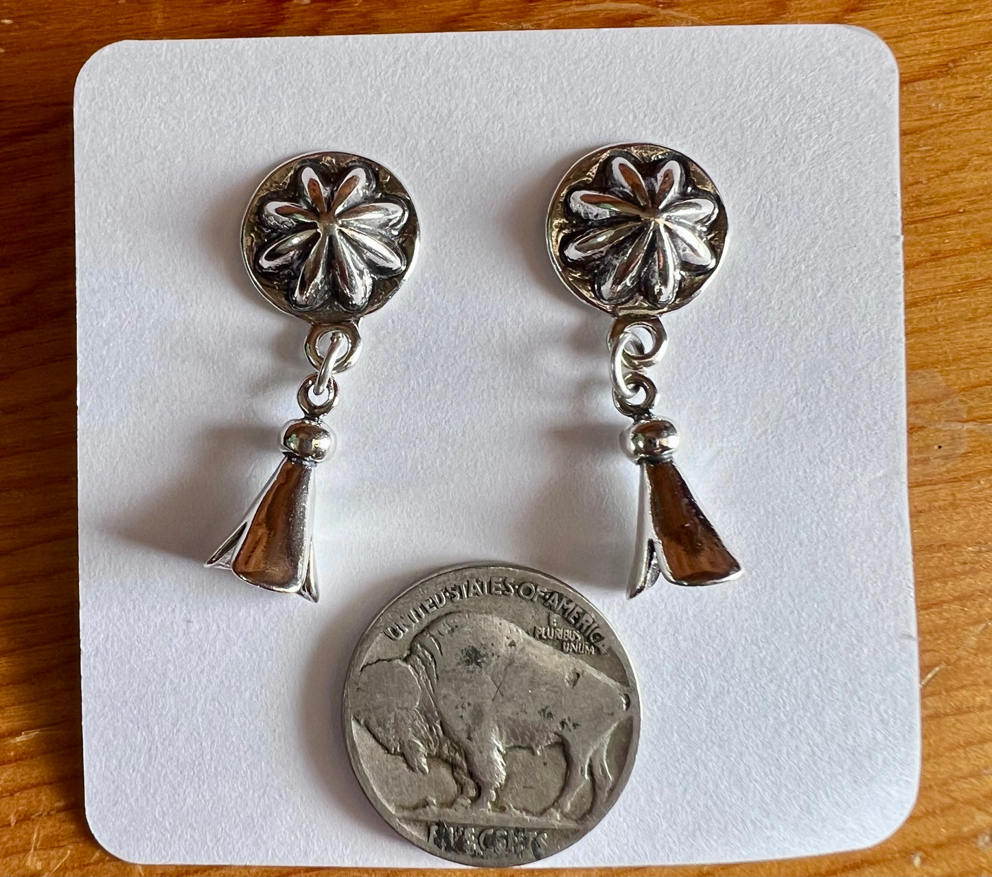 Sterling Silver Star Shot Blossom Dangle Post Earrings 1 1/4β