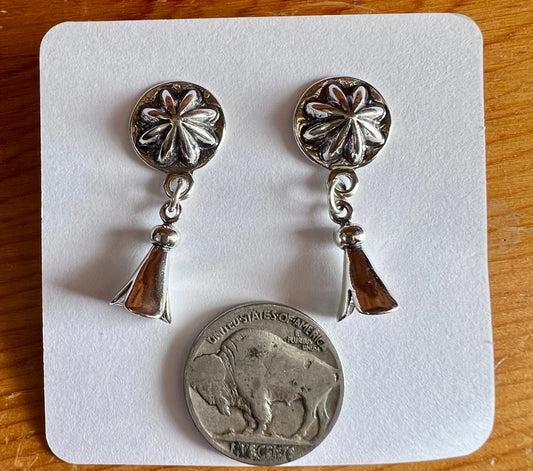 Sterling Silver Star Shot Blossom Dangle Post Earrings 1 1/4β