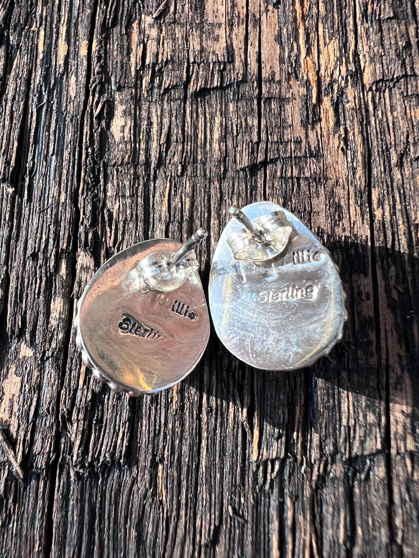 Native American Handmade Sterling & Prince Turquoise Post Earrings 5/8β