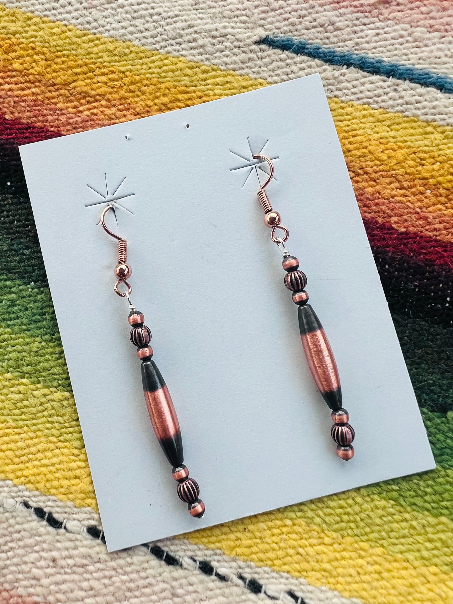 Copper Bead 2-5mm Dangle Earrings 2.25β