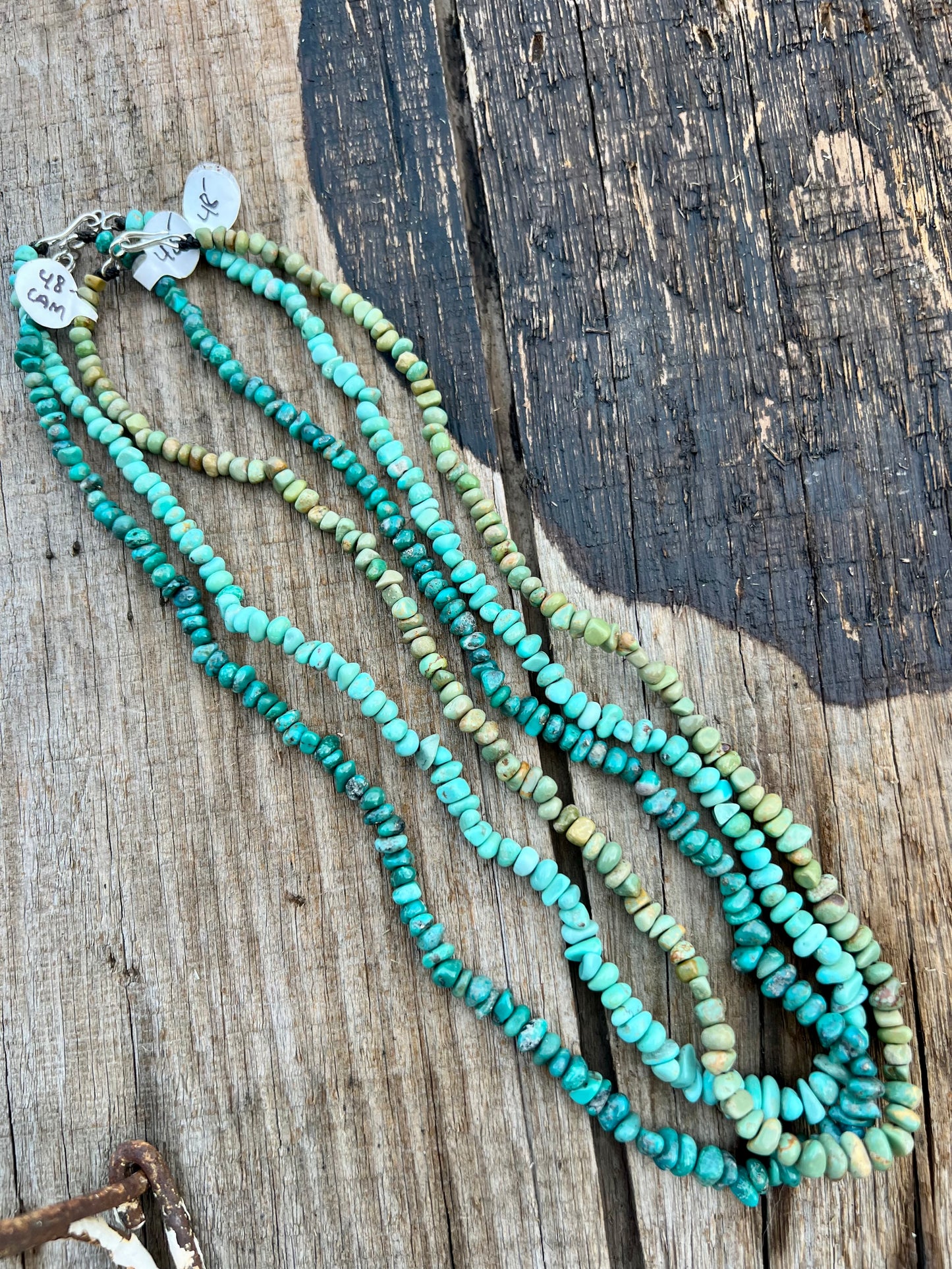 3 Single-Strand 19β Campitos Turquoise Necklaces w/ Sterling Clasp
