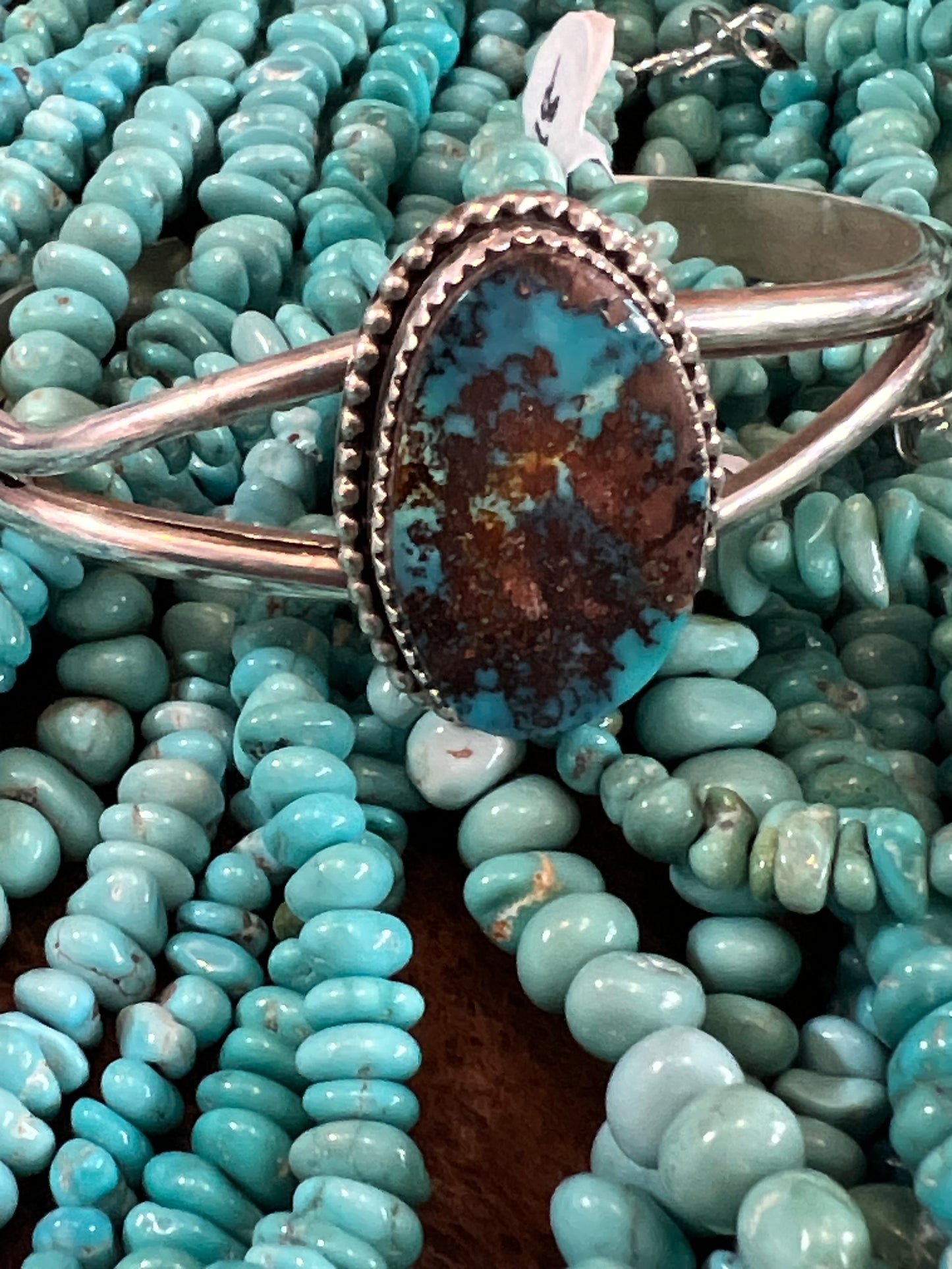 Handmade Sterling Bisbee Turquoise Cuff Bracelet Sz 6.5”