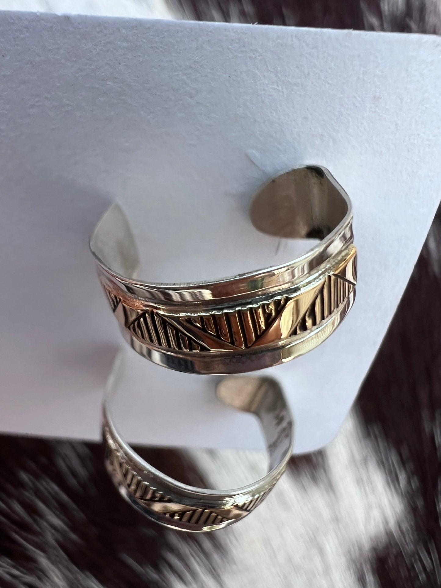 Native American Handmade Sterling w/Goldtone Overlay Southwest Design Small Post Hoop Earrings 1/2β