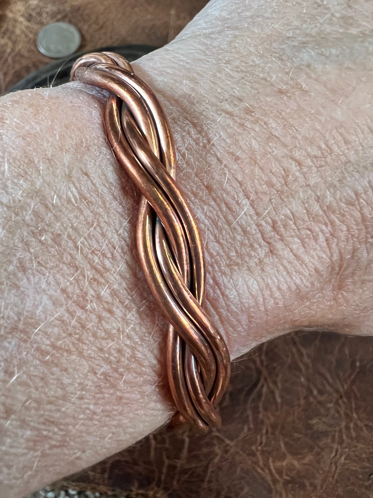 Copper Twisted Wire Cuff Bracelet Sz 6.25β
