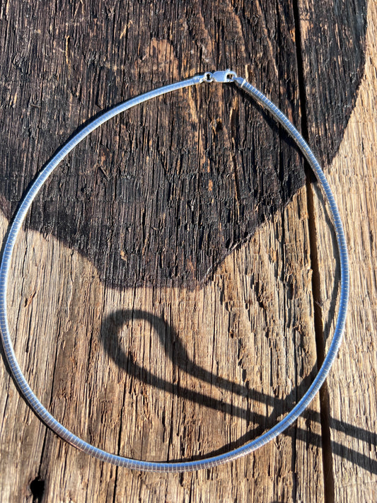 Sterling Silver Heavy Omega 4mm Necklace 16β