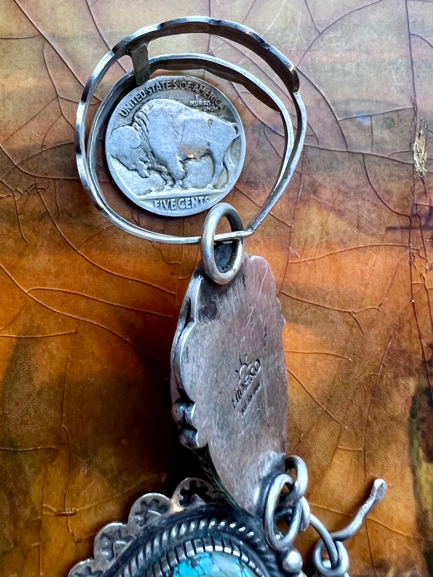 Southwest Handmade Moonstone & Sky-horse Turquoise Pendant
