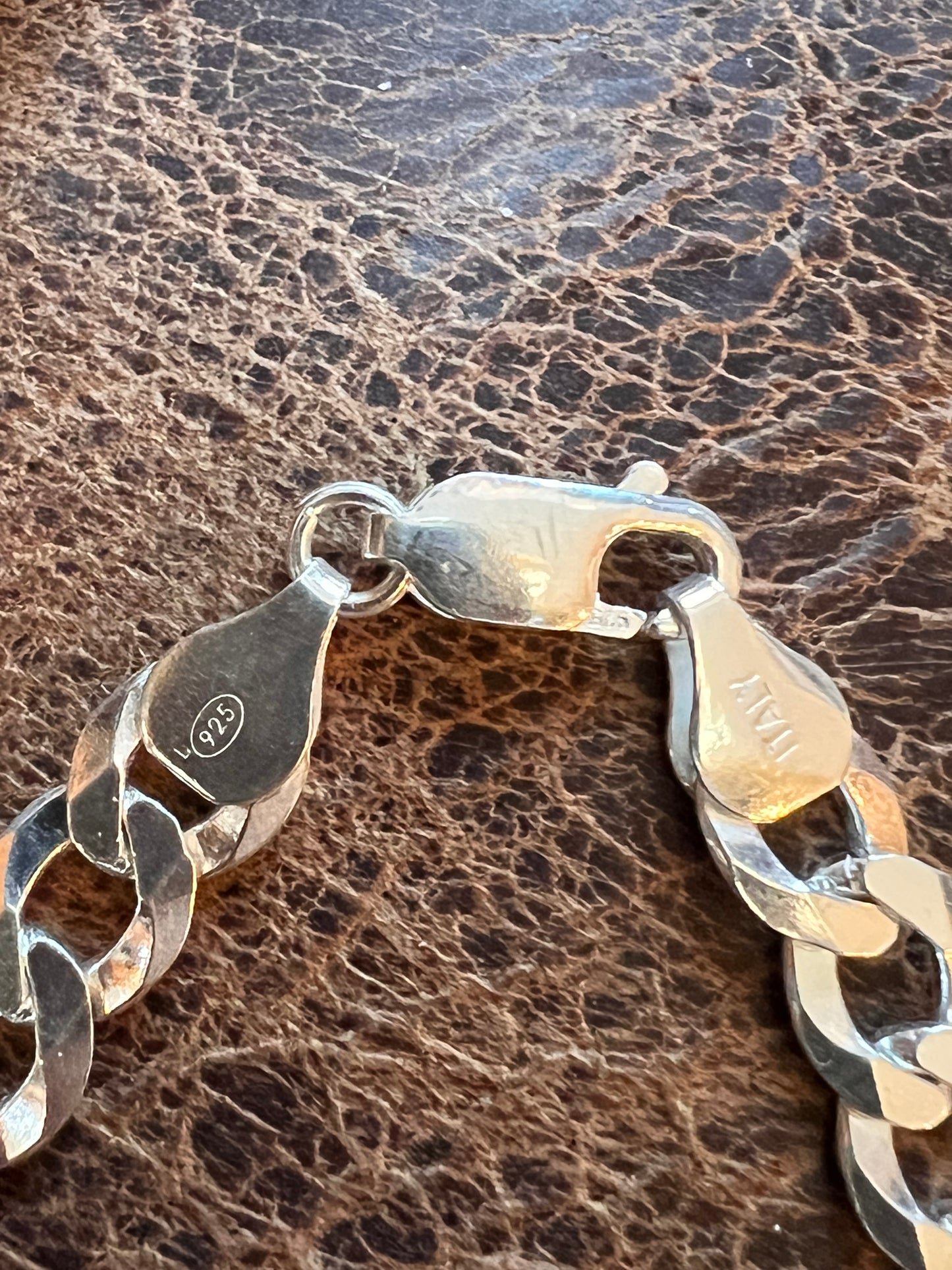 Sterling Silver Italian Figaro Chain Necklace 20” 8mm
