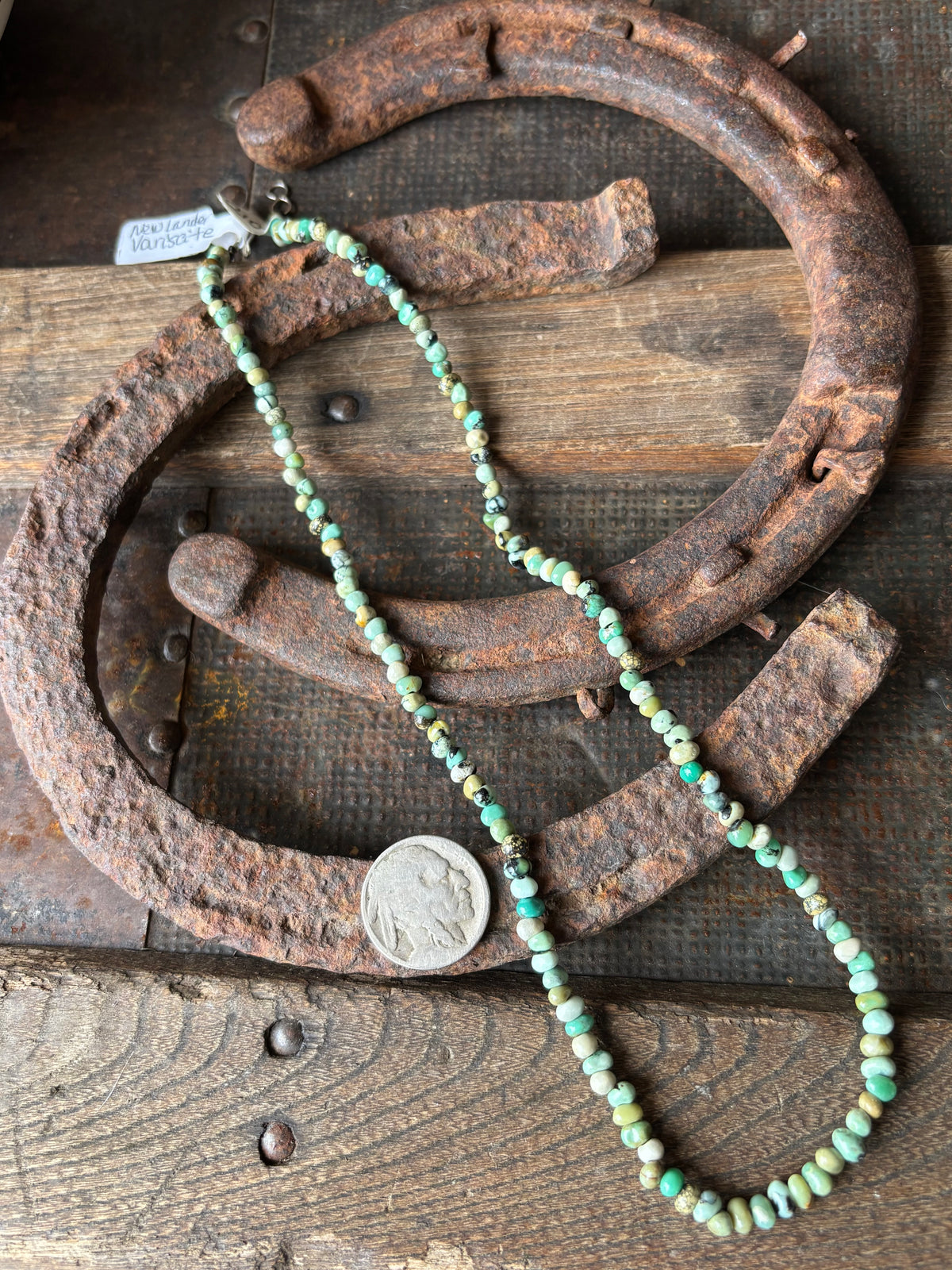 Rare New Lander Variscite Bead Necklace 19”
