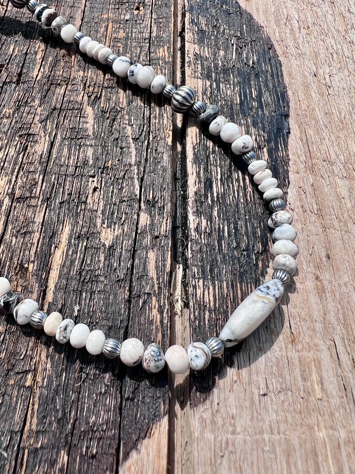 Gorgeous Handmade Genuine White Buffalo Beaded Necklace 36”