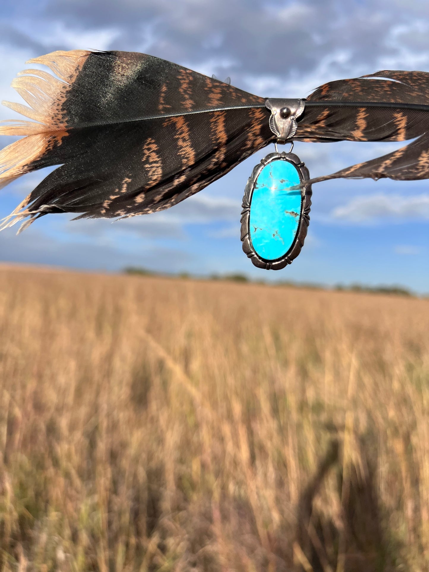 Handmade by Running Bear. Sterling & Kingman Turquoise Pendant