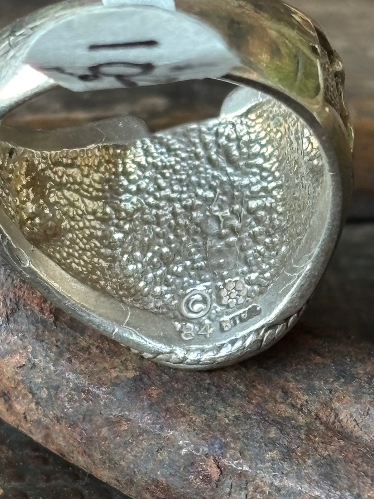 Vintage Chunky Sterling Silver & Turquoise Horse Head & Horseshoe Ring Sz 10