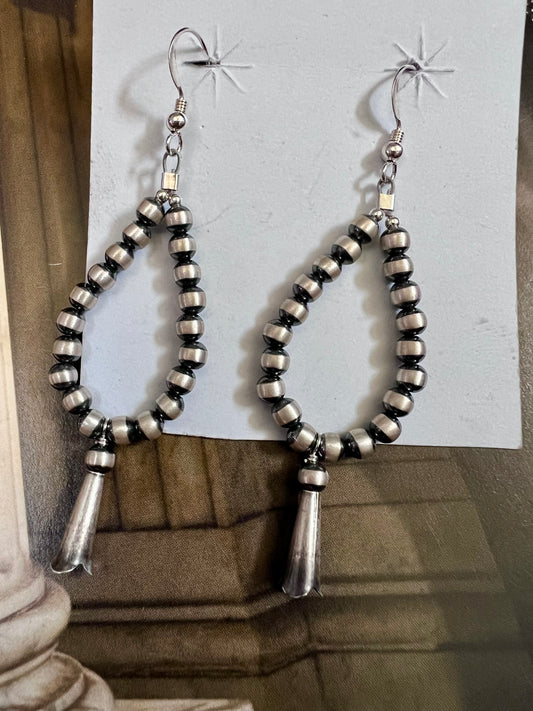 Sterling Silver 4mm Pearl Blossom Dangle Earrings 3β