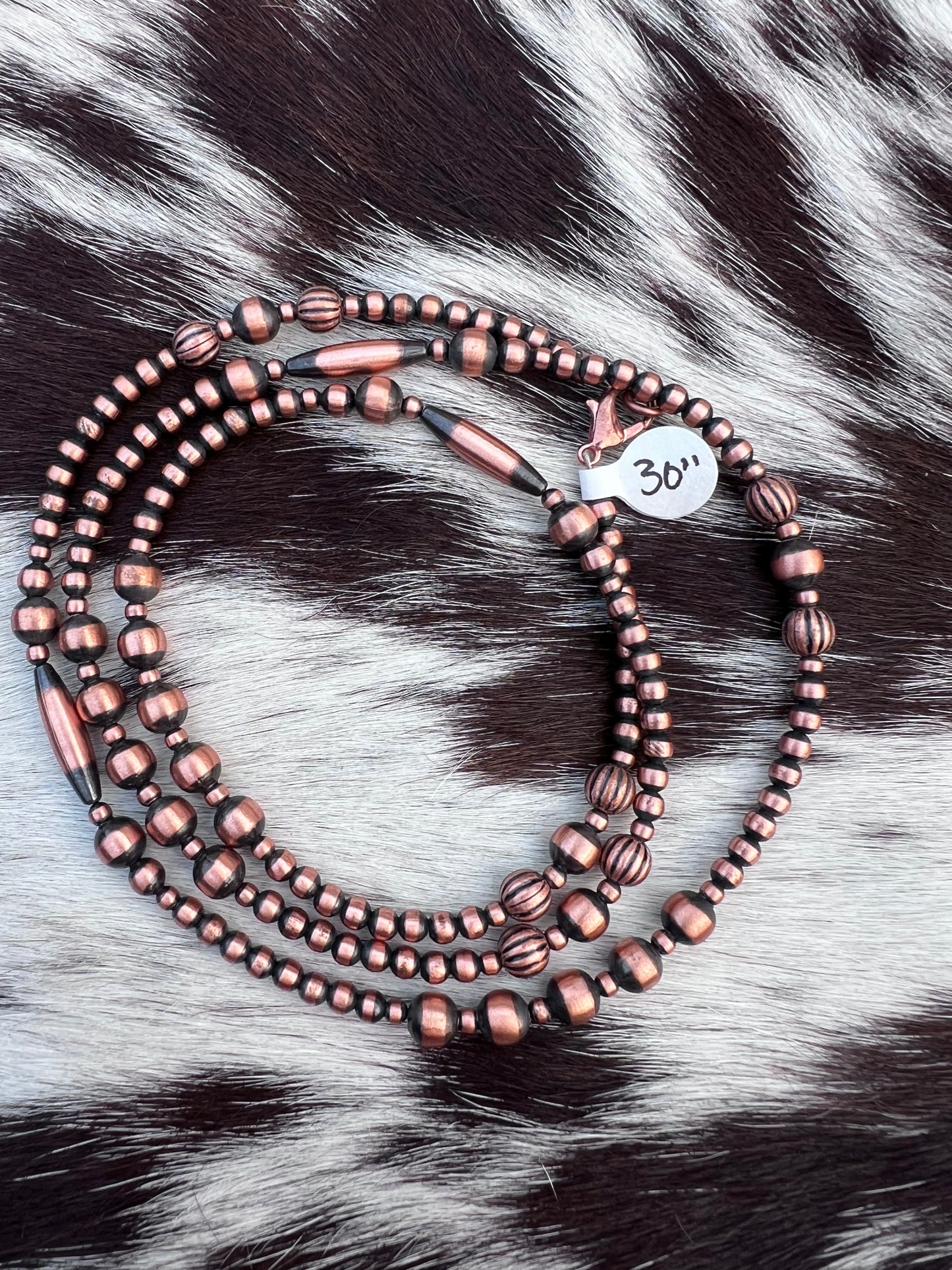Genuine Oxidized Copper Bead 3-6mm Bead Necklace 30β