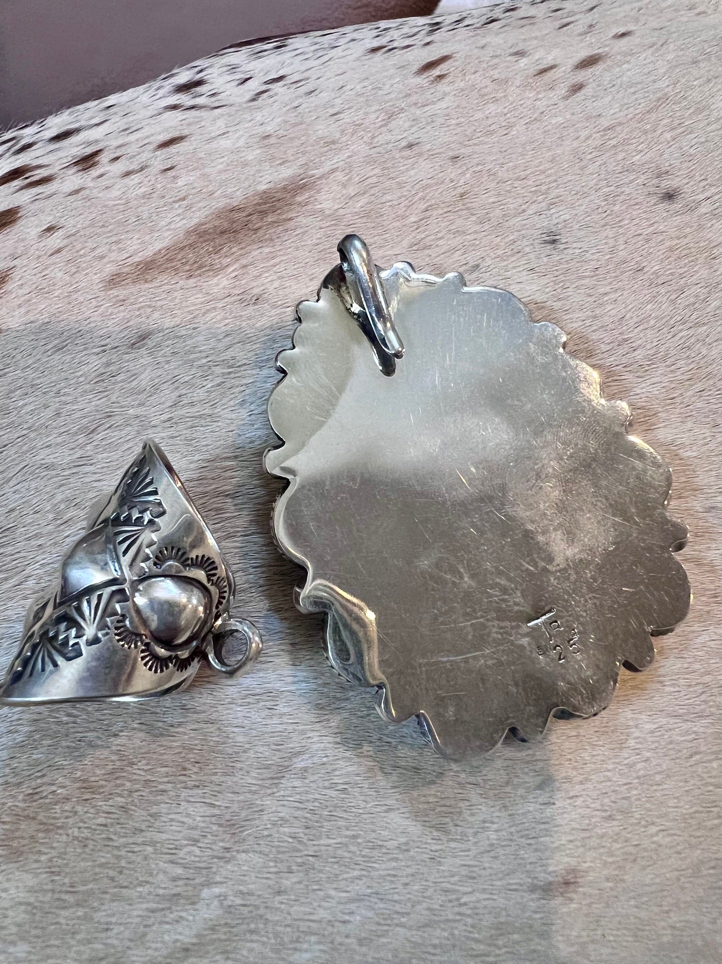 Navajo Handmade by Tyler Brown- Statement Piece!! Sonoran Gold Turquoise & Sterling Cluster Pendant with Detachable Bale- Shepherds Hook Option 3.5”x 2”