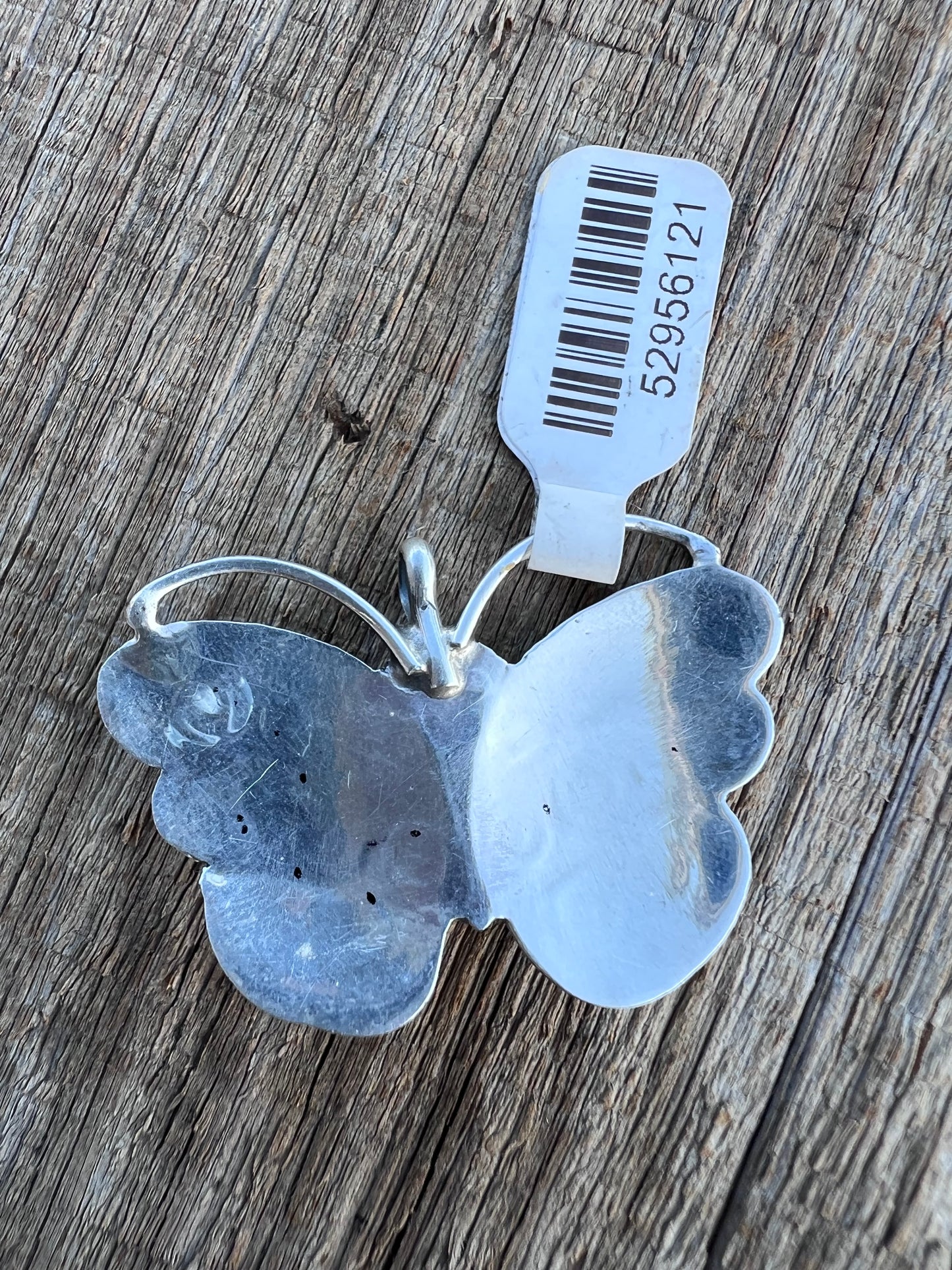 Native American Handmade by S. Jack- Sterling & Turquoise Butterfly Pendant 1βx1.5β