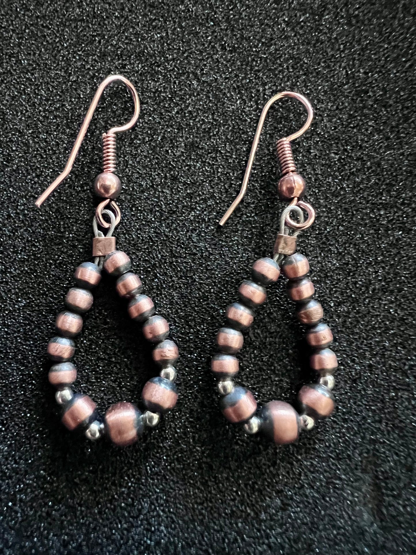 Dainty Copper & Sterling Bead Hoop Earrings 1 5/8β