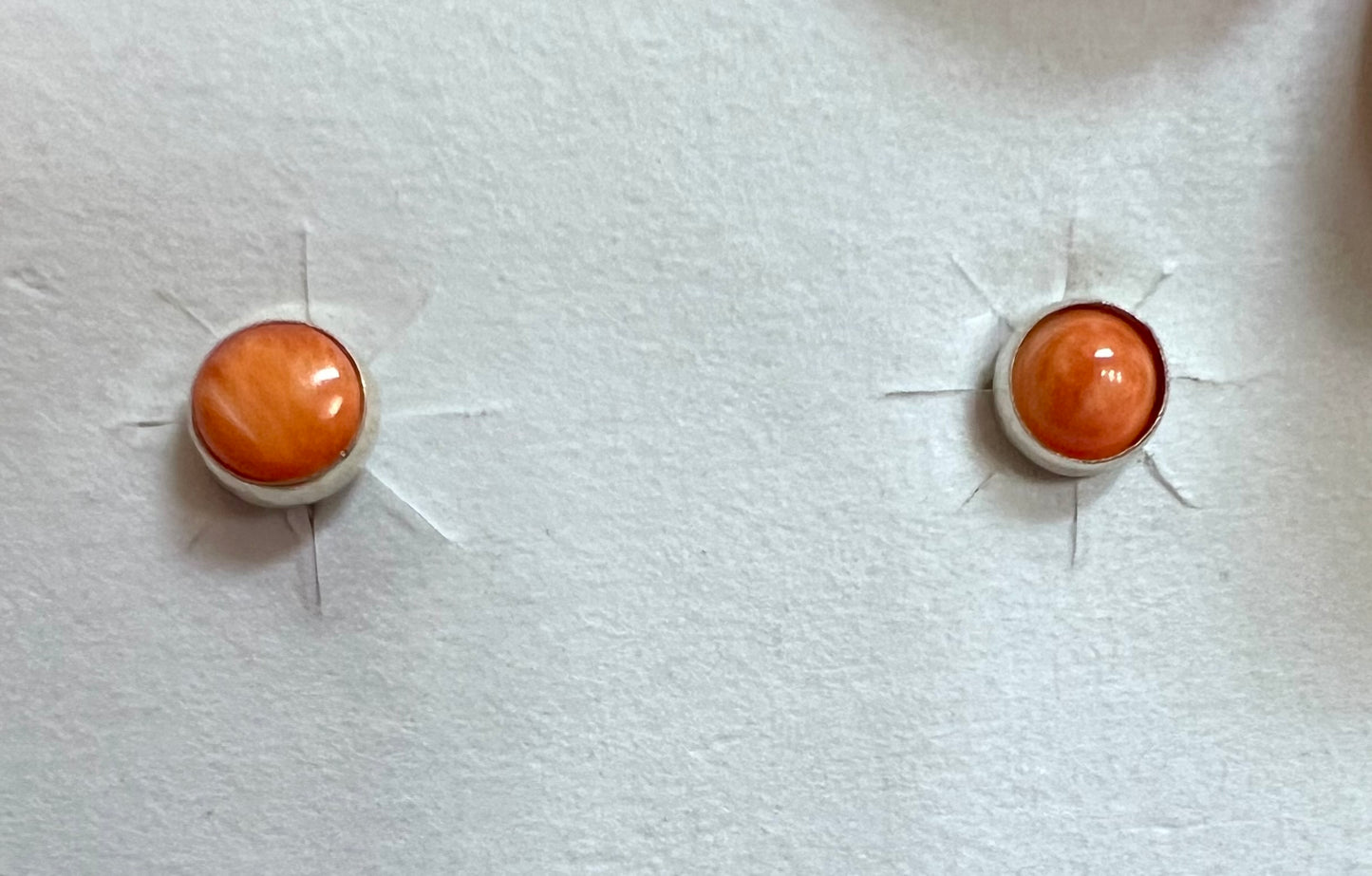 Southwest Handmade Sterling & Orange Spiney Post Stud Earrings 5mm