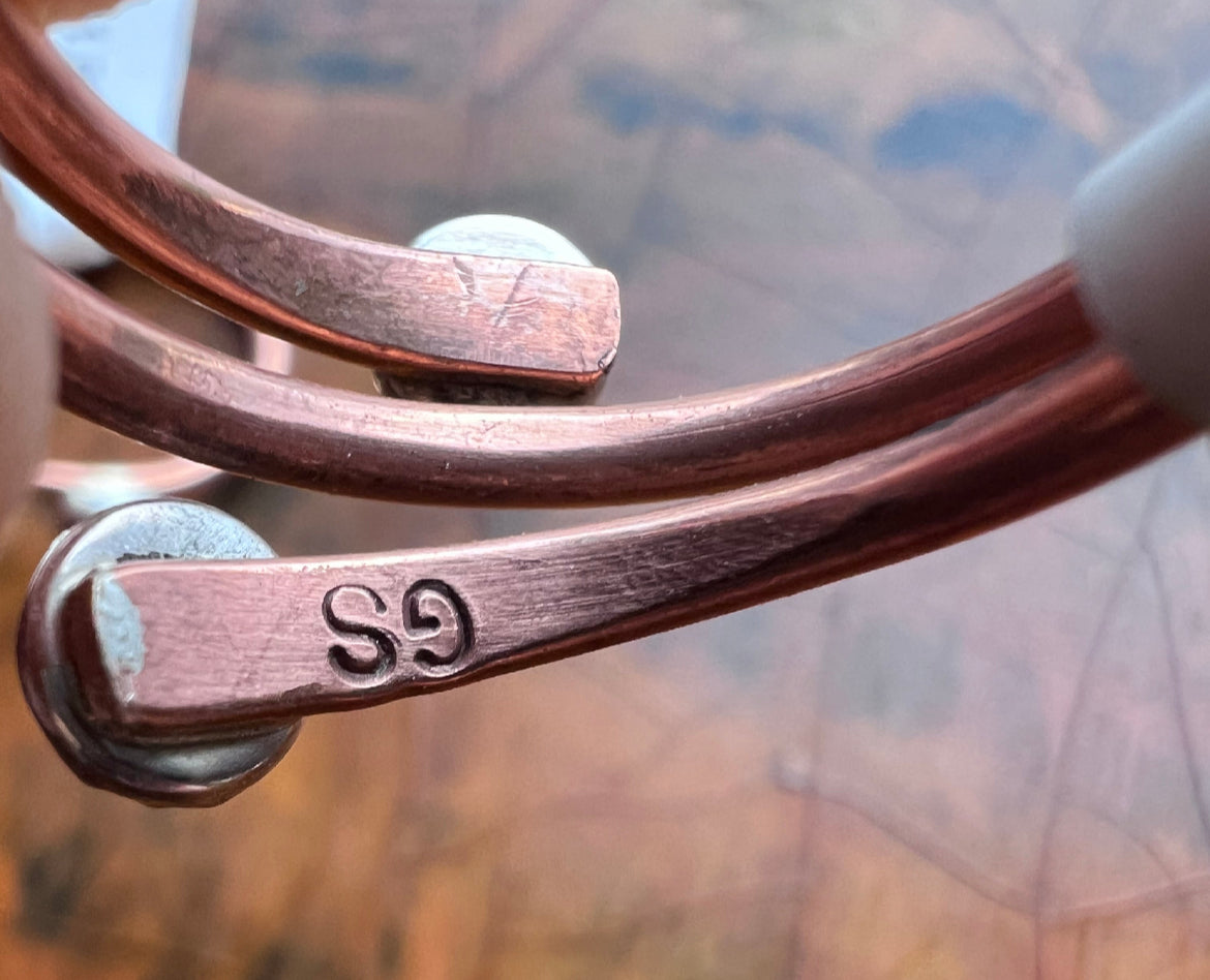 Navajo Handmade by Yolanda Skeets Adjustable Copper & Turquoise Ring