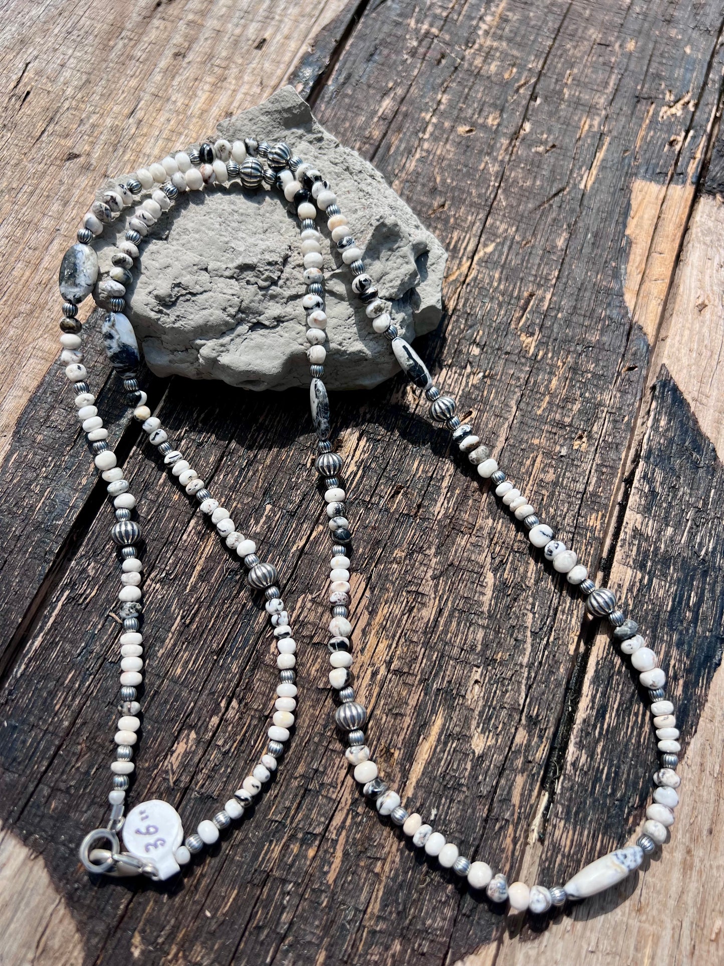 Gorgeous Handmade Genuine White Buffalo Beaded Necklace 36”