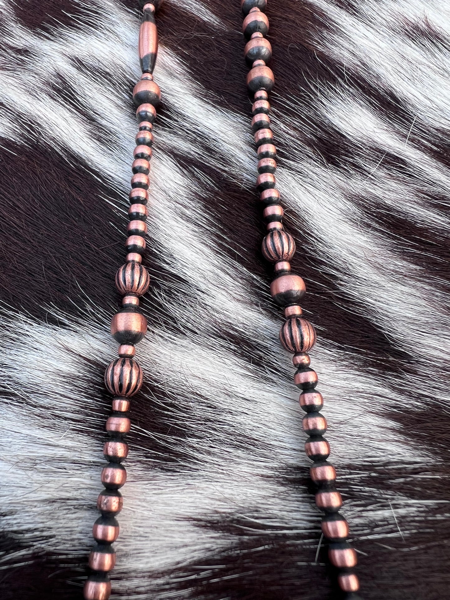 Genuine Oxidized Copper Bead 3-6mm Bead Necklace 30β