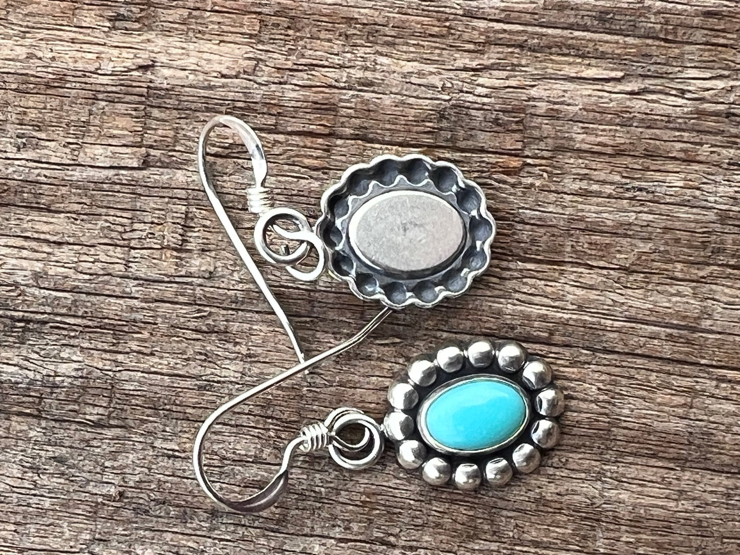 Sterling & Campitos Turquoise Dainty Dangle Earrings 1β