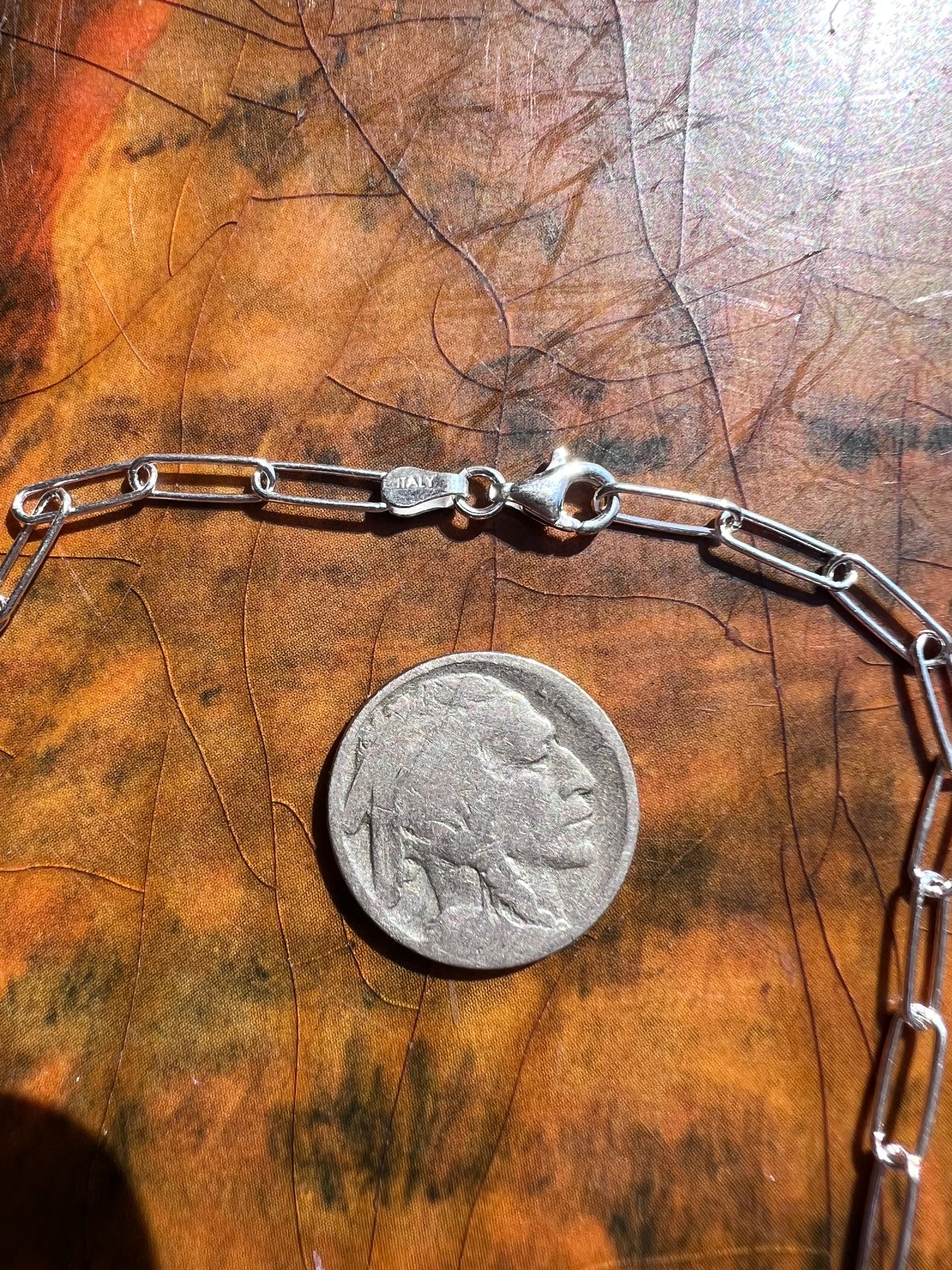 Sterling Silver High-shine Paperclip Chain 18β (made in Italy)