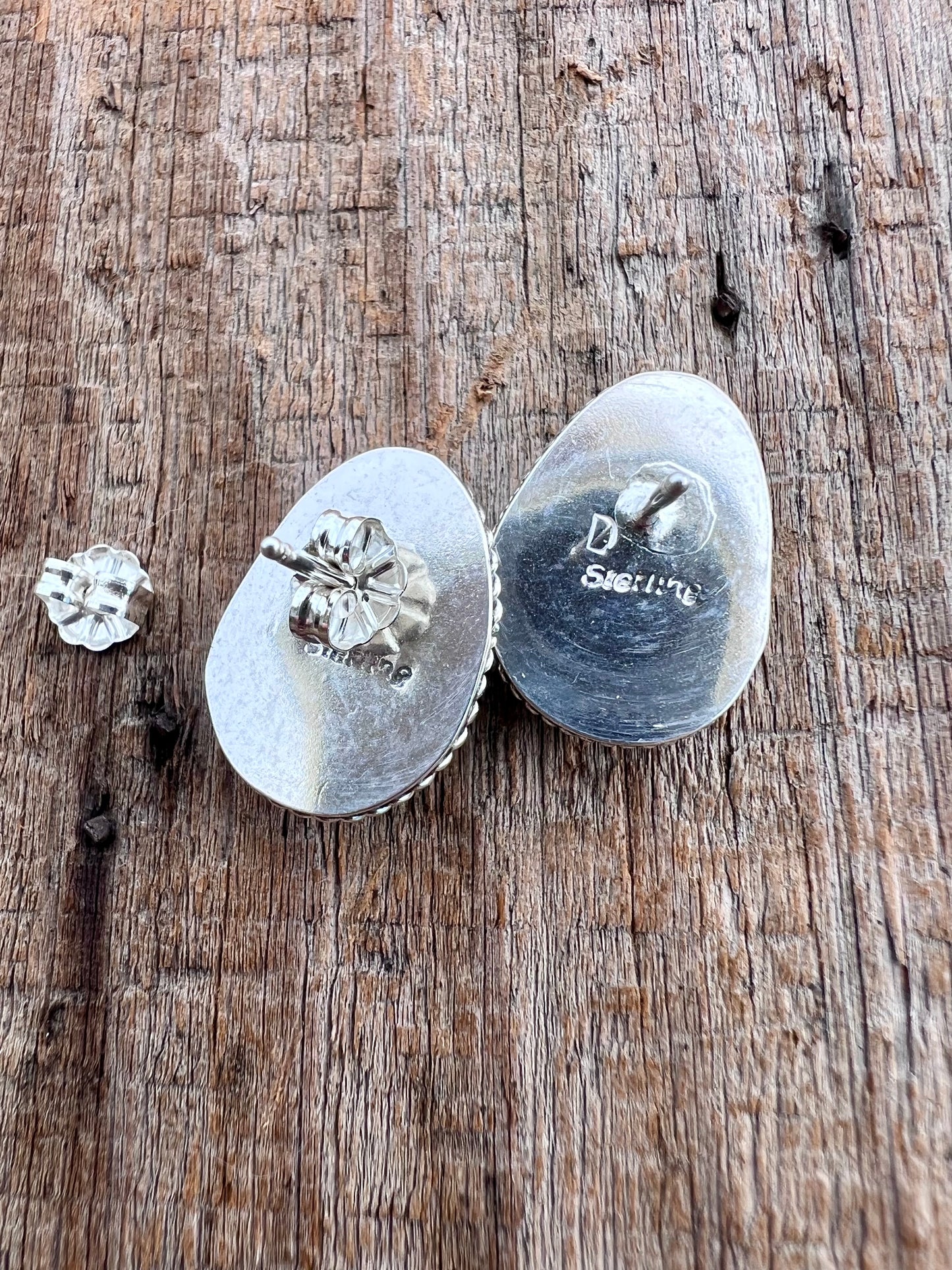 Native Navajo Handmade Sterling & Golden Hills Turquoise Post Earrings 3/4β