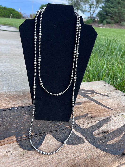 Gorgeous!!! 60β 4-8mm Sterling Silver Bead Necklace