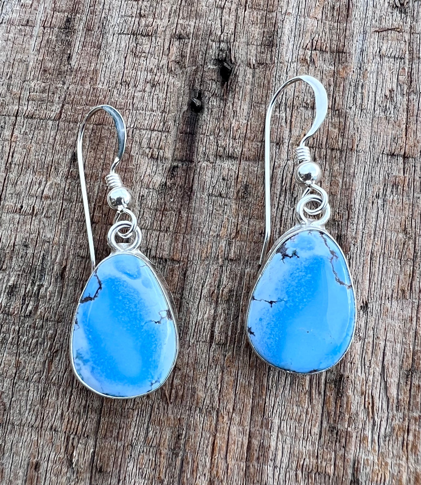 Native Navajo Handmade Sterling & Golden Hills Turquoise Dangle Earrings 1.5β