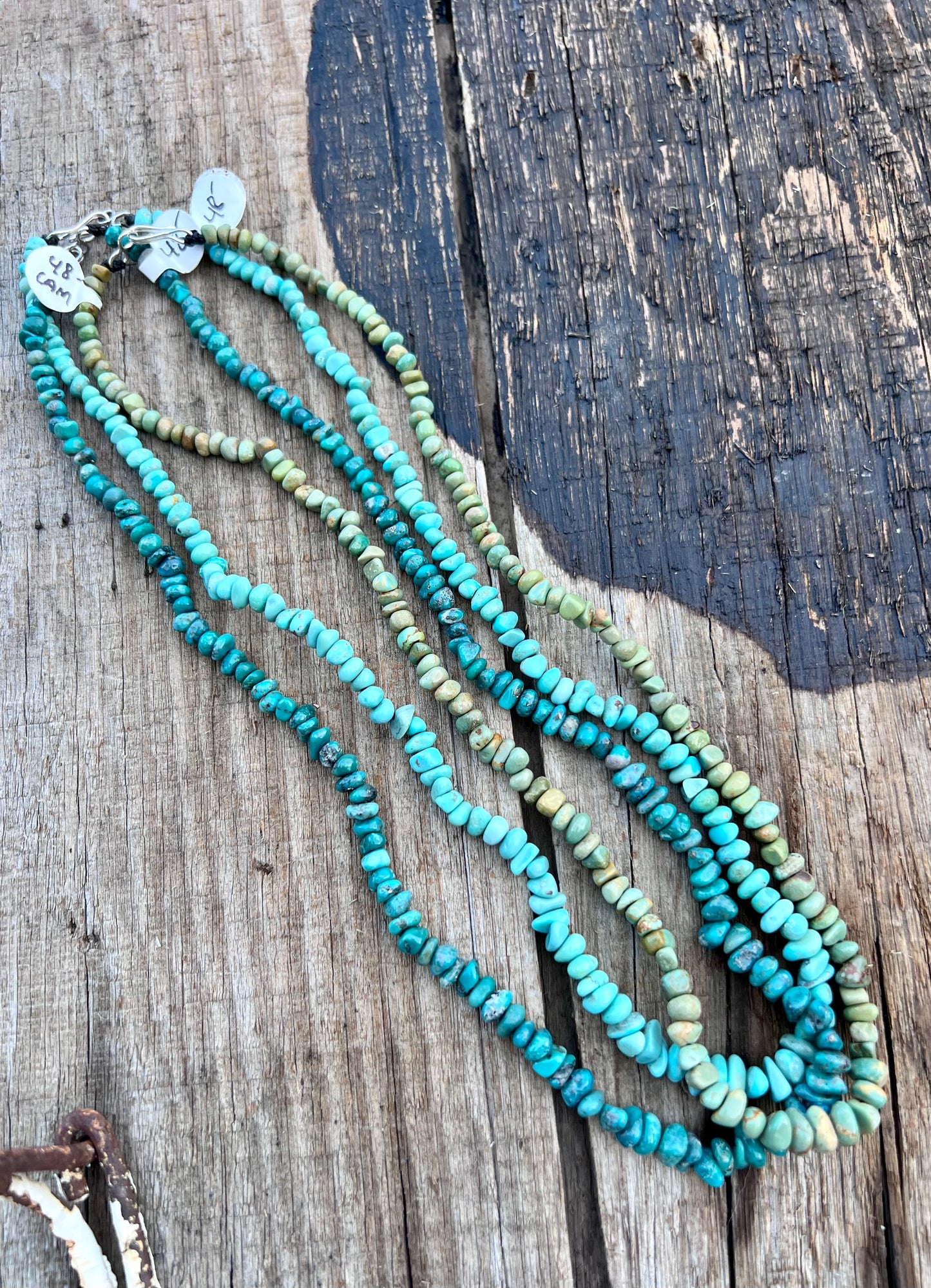 3 Single-Strand 19β Campitos Turquoise Necklaces w/ Sterling Clasp
