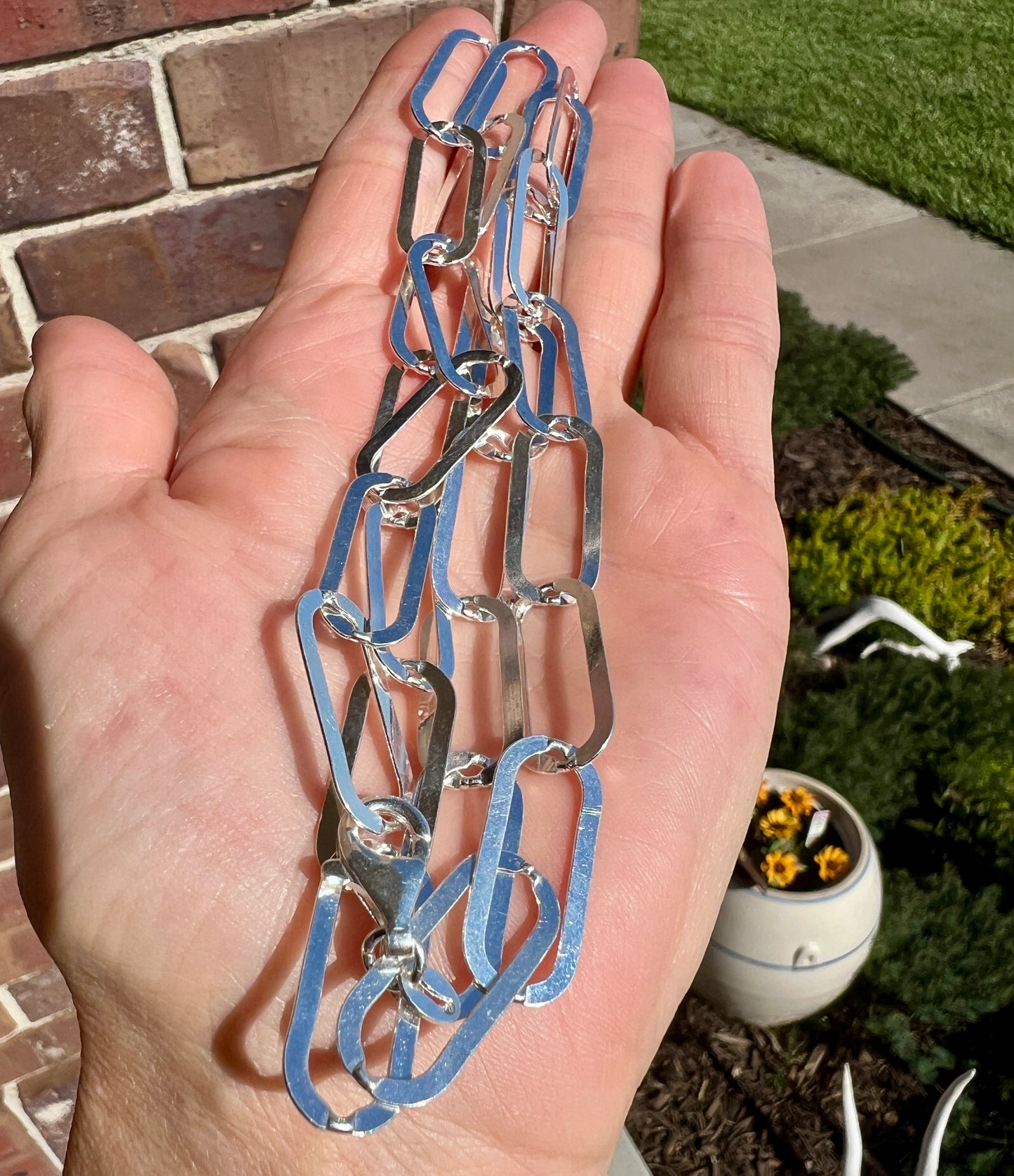 Chunky Sterling Silver Paperclip Link Chain (Made in Italy) Necklace 24”