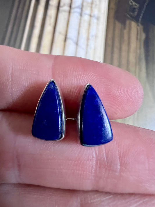 Lapis & Sterling Triangle Post Earrings 1/2β