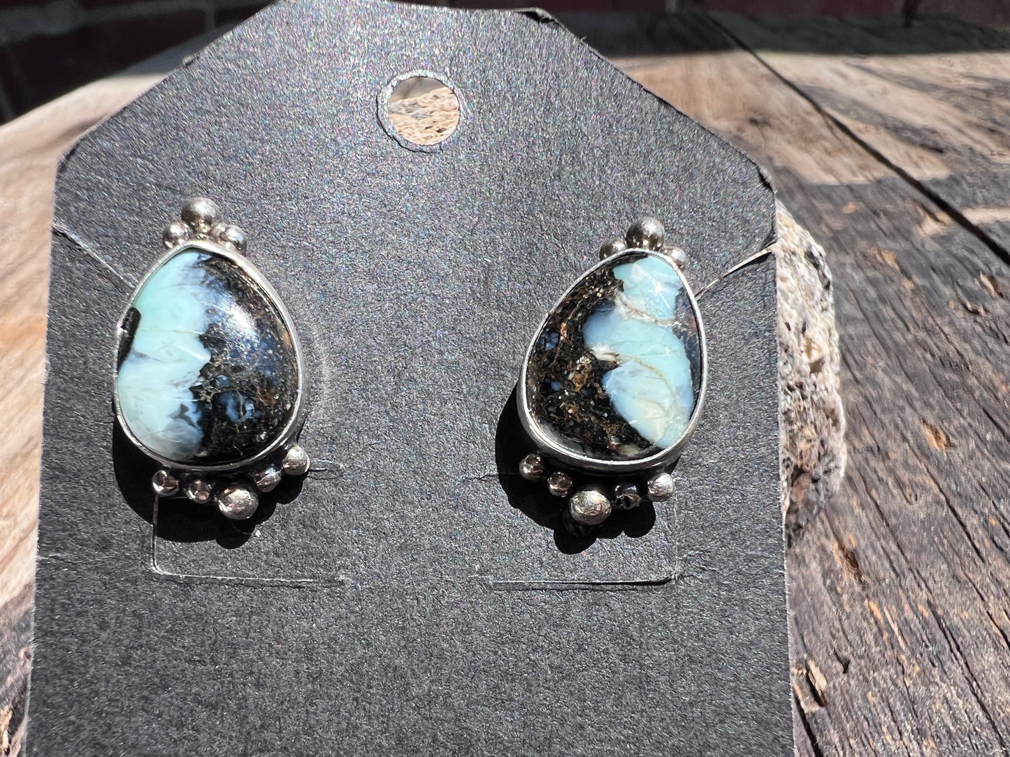 Native Navajo Handmade Sterling & New Lander Variscite Post 5/8β
