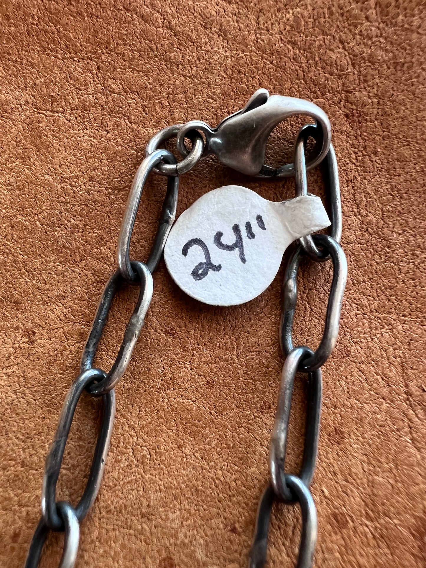 Handmade Sterling Heavy Paperclip Chain Necklace 24”
