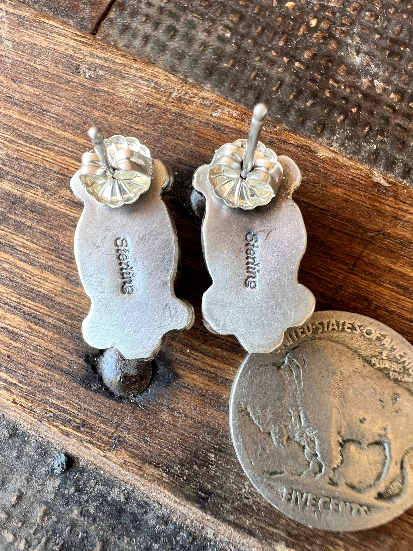 Handmade Prince Egyptian Turquoise & Sterling Post Earrings .8β x .42β