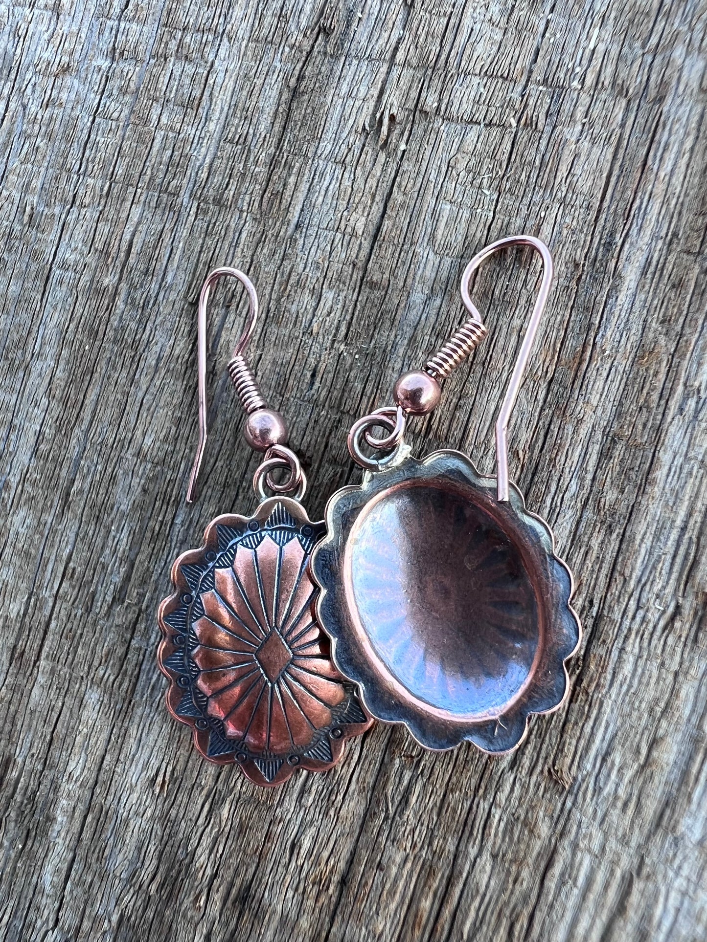 Copper Concho Dangle Earrings 1 5/8β