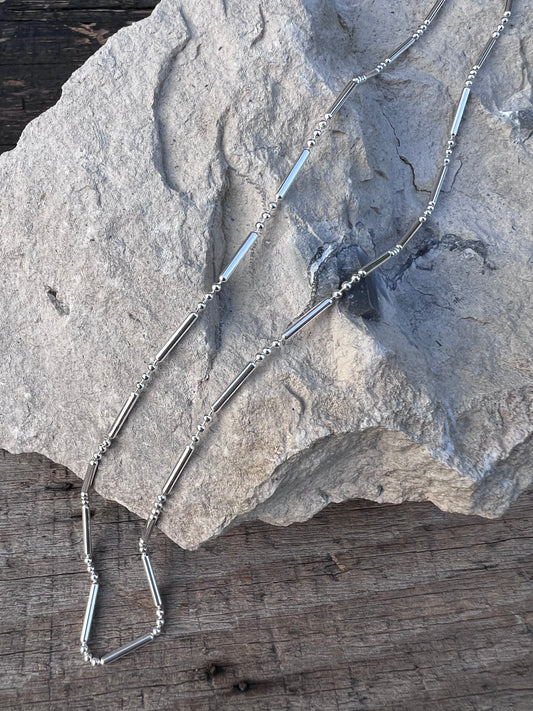 Sterling Silver (made in Italy) High-shine 3+1 Bead Necklace 18β