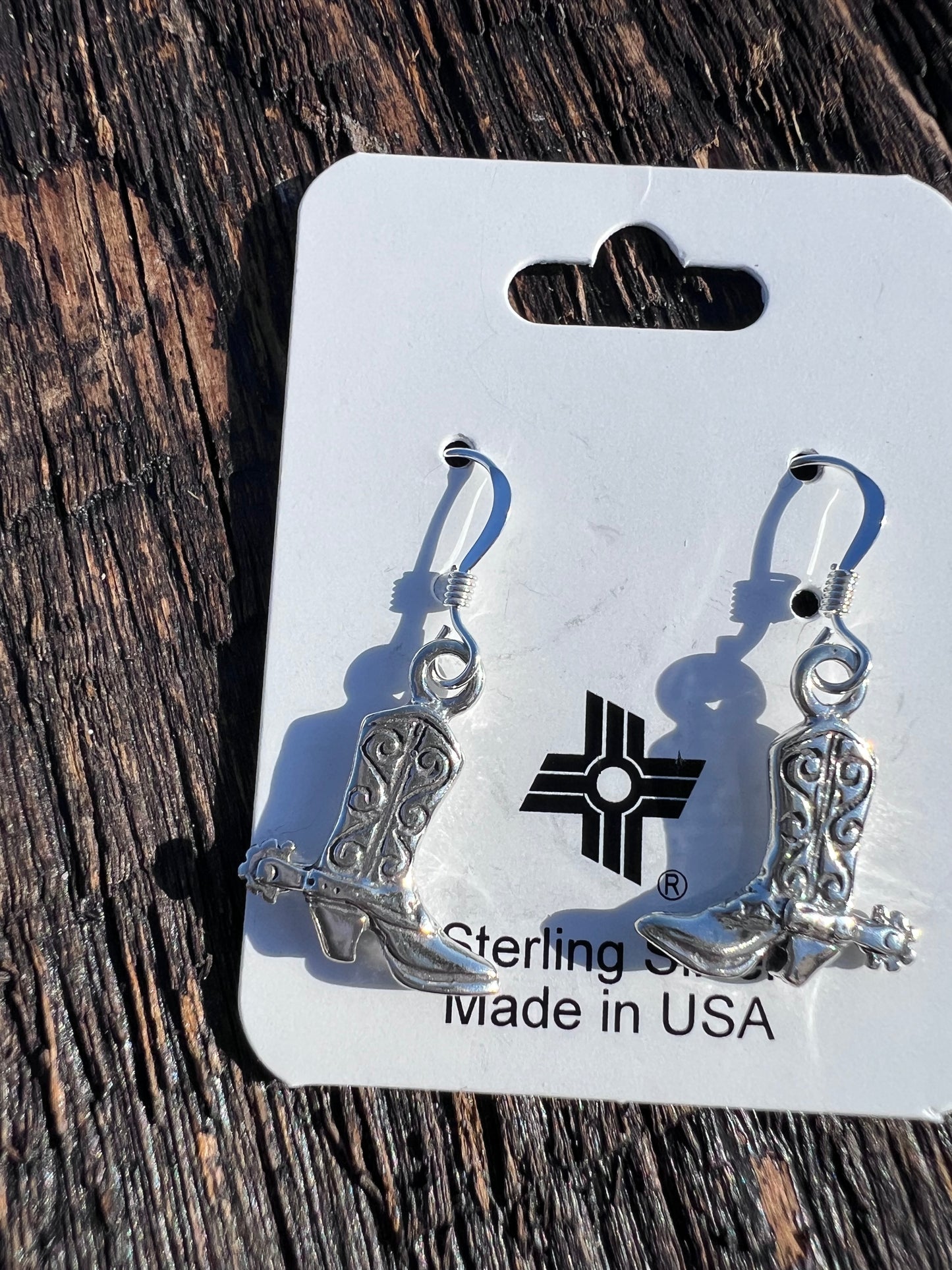 Liquid Sterling Silver & Black Jet Cowboy Boot(3/4β) Necklace 15.5β & Earrings 1 1/8β