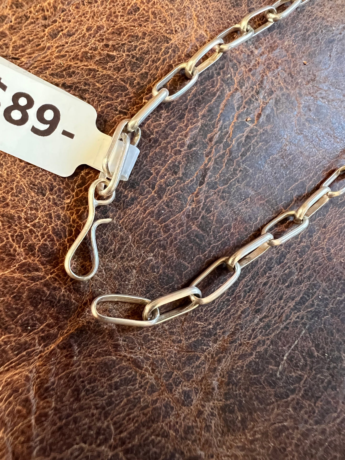 Navajo Handmade Sterling Silver Satin Finish Paperclip Chain Bracelet 8β