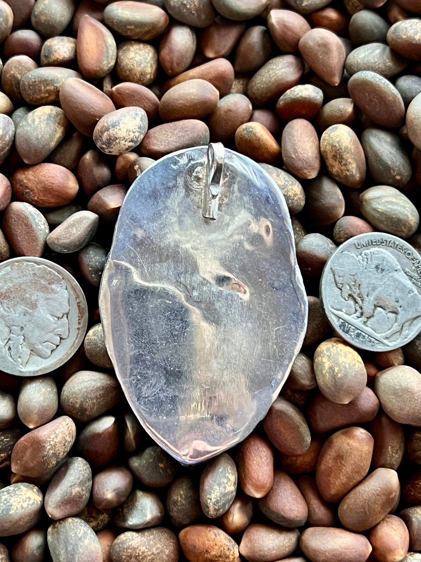 Vintage Navajo Handmade Green Turquoise, Mediterranean Coral & Sterling Silver Pendant