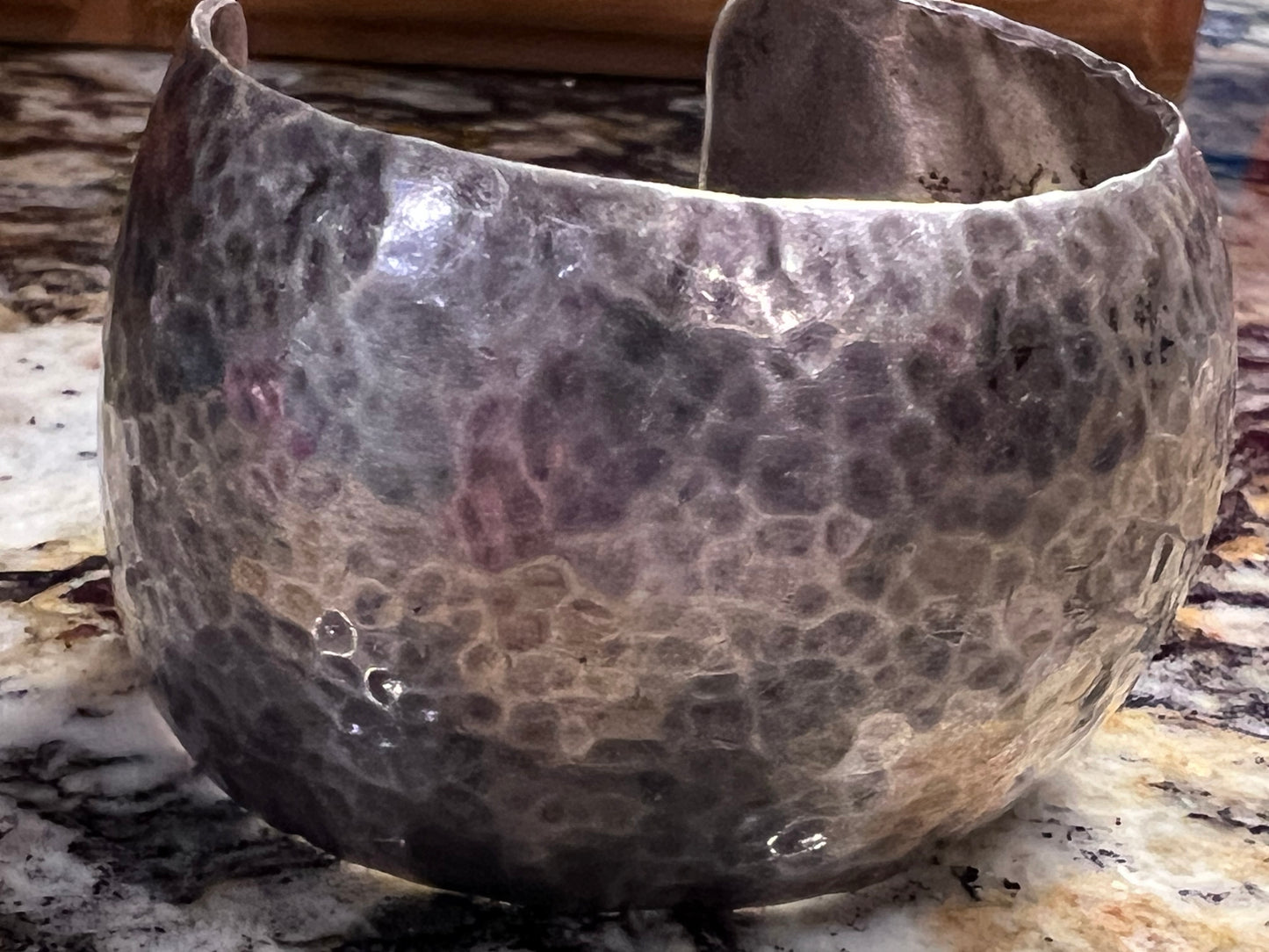 Vintage Native Navajo Handmade Sterling Hammered Domed Cuff Sz 6.25